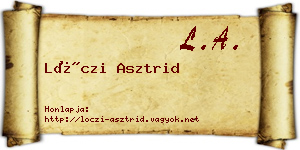 Lóczi Asztrid névjegykártya
